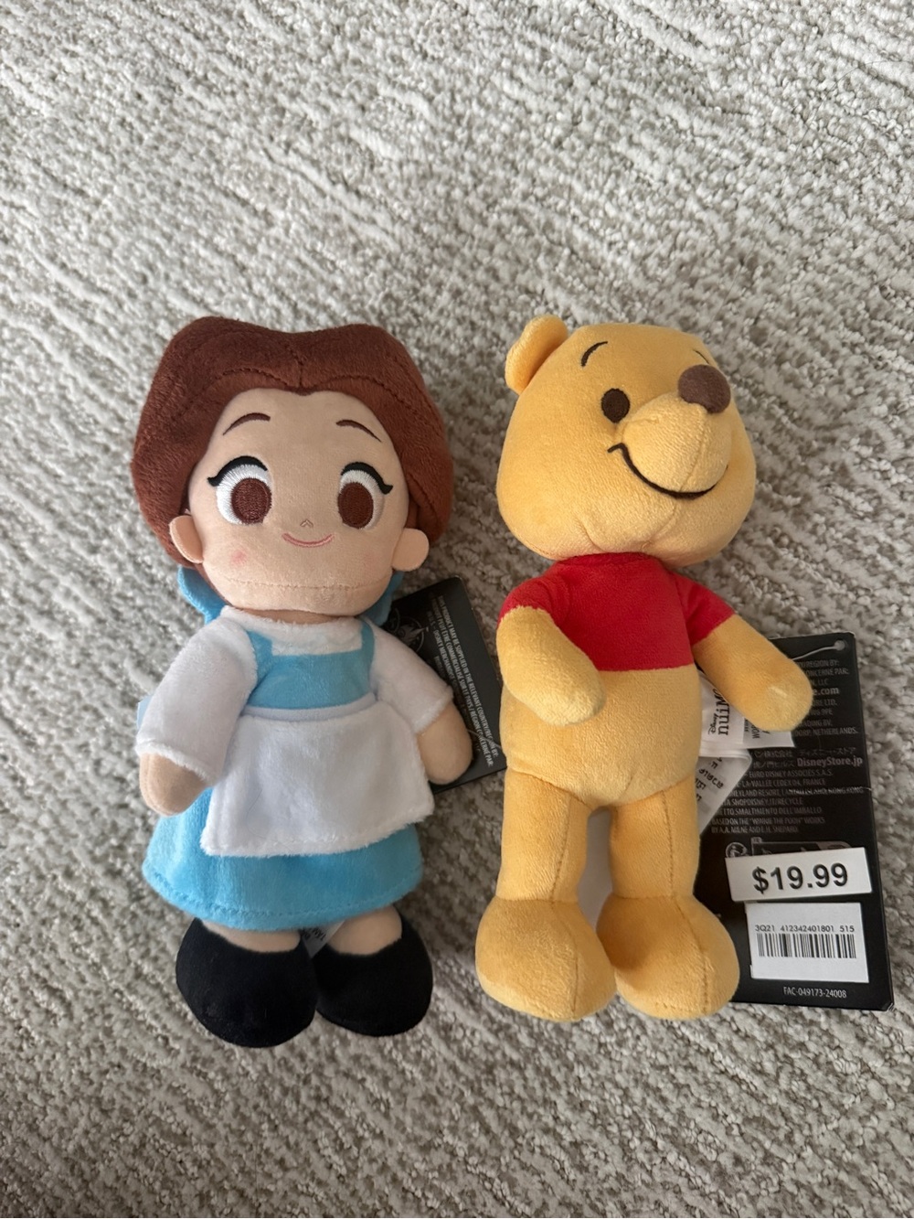 Disney Plush Set NUMIOS RARE- Belle in Blue & Winnie the Pooh in Yellow and Red